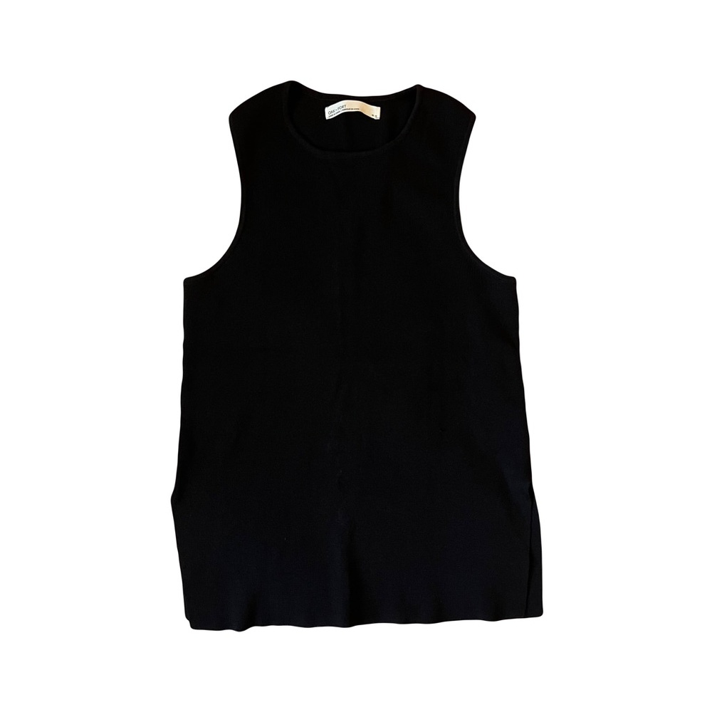 oak + fort racerback sweater tank in black